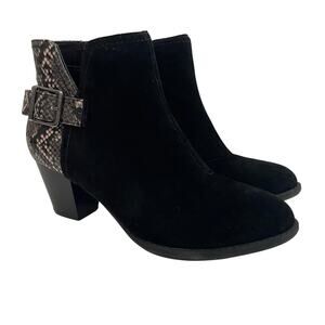 Vionic Women's Black Snake Print Leather Naomi Water-Resistant Boots Size 6